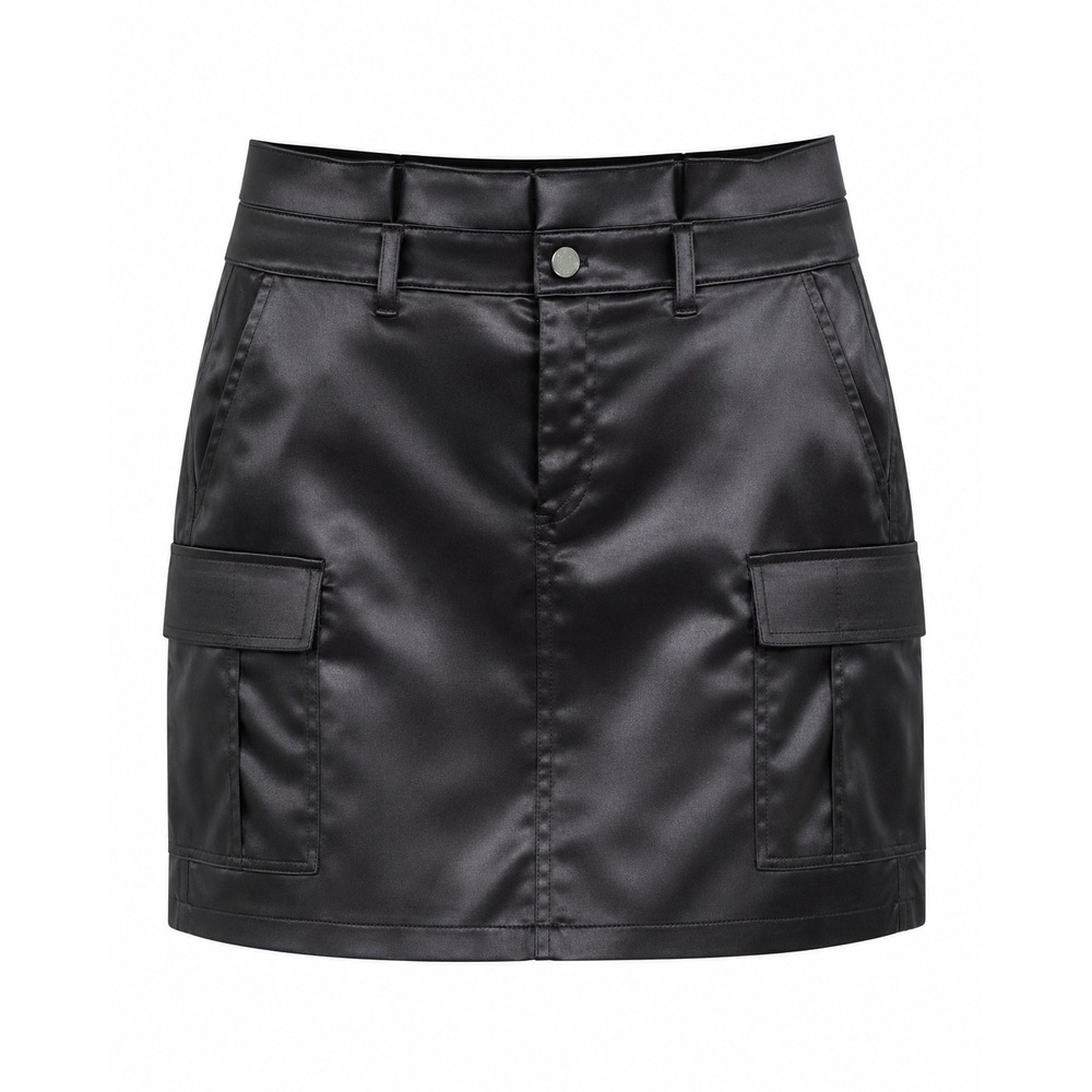 White House Black Market Cargo Skirt Women 10P Black Good Satin Mini Skirt
